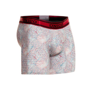 Ropa interior para hombre de Mundo Único, colección Seasonal 2024. Bóxers estampados modelo Malla, corte medio. Men's underwear by Mundo Único, Seasonal 2024 collection. Printed boxers, Malla model, long length.